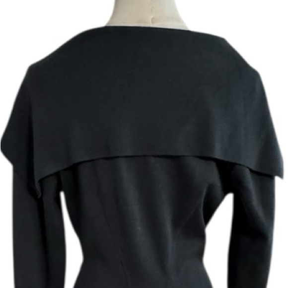 Azzedine Alaïa Gray Mini Dress Vintage 1980’s Wool Blend Luxury Size L Collar - Picture 7 of 12